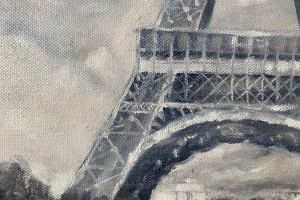 Olejomalba na plátně "Eiffelová věz" 50 × 70 cm