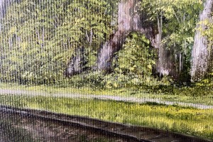 Obraz krajiny olejem "U trati", autorská replika 29 × 39 cm